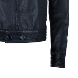 Pre Owned Emporio Armani Men's Black Leather Bomber Jacket M