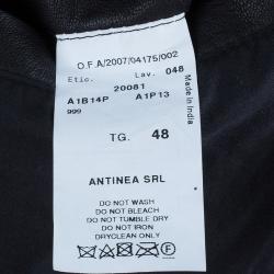 Pre Owned Emporio Armani Men's Black Leather Bomber Jacket M