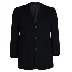 Pre Owned Emporio Armani Black Fleece Wool Blazer M