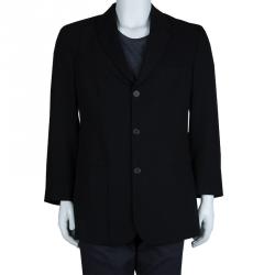 Pre Owned Emporio Armani Black Fleece Wool Blazer M
