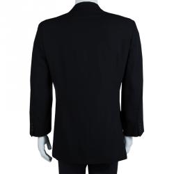 Pre Owned Emporio Armani Black Fleece Wool Blazer M