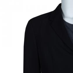 Pre Owned Emporio Armani Black Fleece Wool Blazer M