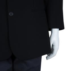 Pre Owned Emporio Armani Black Fleece Wool Blazer M