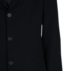 Pre Owned Emporio Armani Black Fleece Wool Blazer M