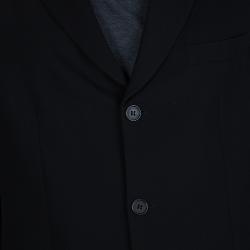 Pre Owned Emporio Armani Black Fleece Wool Blazer M