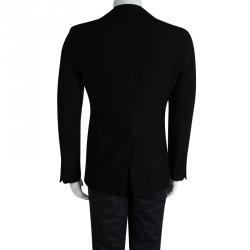 Emporio Armani Black Textured Wool Two Button A Line Jacket S
