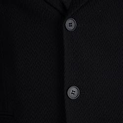Emporio Armani Black Textured Wool Two Button A Line Jacket S