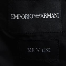 Pre Owned جاكيت امبوريو أرماني بقصة أيه لاين وزرين صوف أسود منقوش S