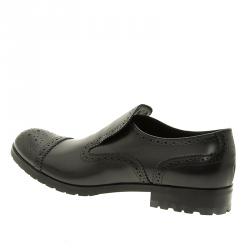 Pre Owned Emporio Armani Black Leather Brogue Slip-On Shoes Size 42.5