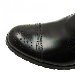 Pre Owned Emporio Armani Black Leather Brogue Slip-On Shoes Size 42.5