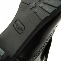 Pre Owned Emporio Armani Black Leather Brogue Slip-On Shoes Size 42.5