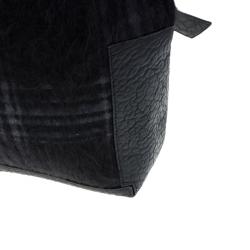 Pre Owned Emporio Armani Black Leather and Calf Hair Check Fash Backpack