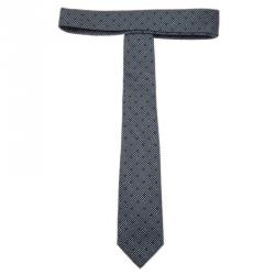 Pre Owned Ermenegildo Zegna Grey Diamond Pattern Silk Tie