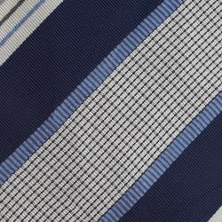 Pre Owned ربطة عنق ايرمنيجيلدو زينيا حرير مخطط أزرق ورصاصي