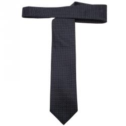 Pre Owned Ermenegildo Zegna Navy Blue Geometric Jacquard Silk Tie