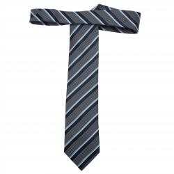 Pre Owned Ermenegildo Zegna Blue and Cream Textured Striped Silk Tie