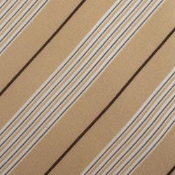 Pre Owned Ermenegildo Zegna Beige Brown and White Striped Silk Tie