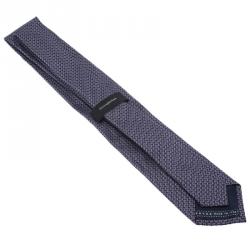 Pre Owned Ermenegildo Zegna Navy Blue & Purple Woven Silk Tie