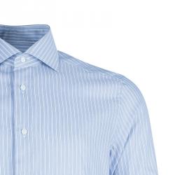 Pre Owned Ermenegildo Zegna Blue Pinstripe Formal Shirt L