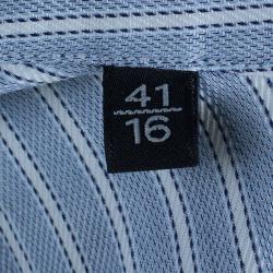 Pre Owned Ermenegildo Zegna Blue Pinstripe Formal Shirt L