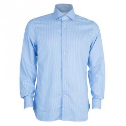 Pre Owned Ermenegildo Zegna Blue Striped Shirt L