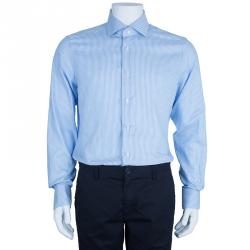 Pre Owned Ermenegildo Zegna Blue Striped Shirt L