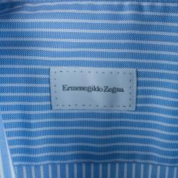 Pre Owned Ermenegildo Zegna Blue Striped Shirt L