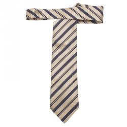 مملوكة مسبقًا Ermenegildo Zegna Beige and Grey Silk Striped Tie