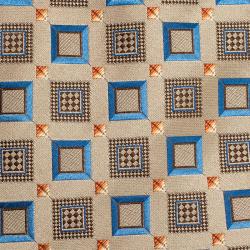 Pre Owned Ermenegildo Zegna Beige Silk Square Printed Tie 