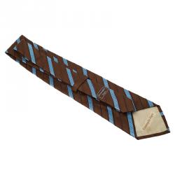 مملوكة مسبقًا Ermenegildo Zegna Brown and Blue Striped Silk Tie 