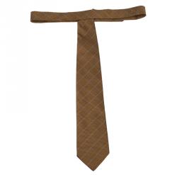 مملوكة مسبقًا ربطة عنق ايرمنيجيلدو زينيا نقوش ماسية حرير بني