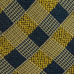 Pre Owned Ermenegildo Zegna Yellow and Blue Woven Silk Tie