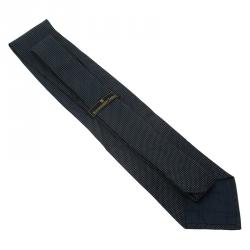 Pre Owned Ermenegildo Zegna Navy Blue Polka Dot Silk Tie
