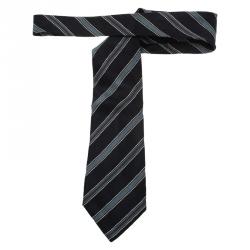 Pre Owned ربطة عنق ايرمنيجيلدو زينيا حرير أزرق مخطط 