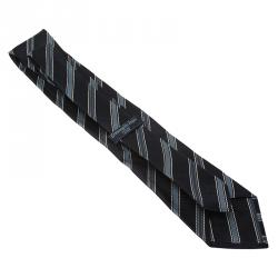 Pre Owned ربطة عنق ايرمنيجيلدو زينيا حرير أزرق مخطط 