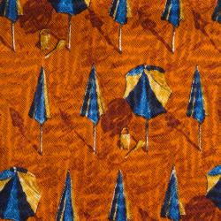 Pre Owned Ermenegildo Zegna Orange Umbrella Print Silk Tie