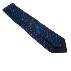 Pre Owned ربطة عنق ايرمنيجيلدو زينيا حرير أزرق مطبوع مورد