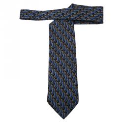 Pre Owned Ermenegildo Zegna Blue Woven Silk Tie