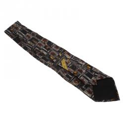 Pre Owned Ermenegildo Zegna Grey Woven Silk Tie