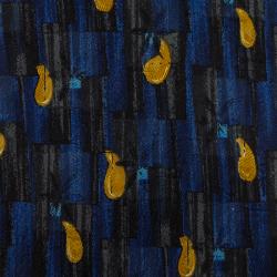 Pre Owned Ermenegildo Zegna Dark Blue Printed Silk Tie