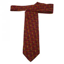 مملوكة مسبقًا ربطة عنق ايرمنيجيلدو زينيا حرير أحمر مطبوع