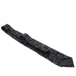 Pre Owned Ermenegildo Zegna Navy Blue Paisley Patterned Silk Tie