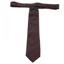 Pre Owned Ermenegildo Zegna Couture Multicolor Striped Silk Woven Traditional Tie