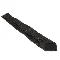 Pre Owned Ermenegildo Zegna Black Textured Silk Traditional Tie