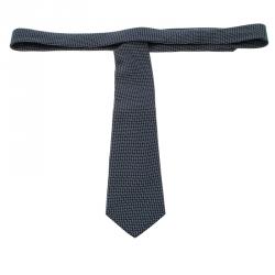 مملوكة مسبقًا ربطة عنق إيرمنجليدو زينيا حرير جاكار أزرق كحلي 