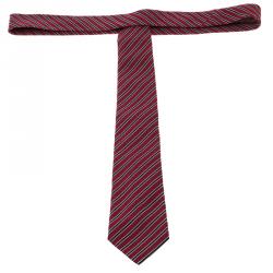مملوكة مسبقًا Ermenegildo Zegna Red and Navy Blue Striped Silk Tie