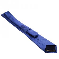 Pre Owned Ermenegildo Zegna Blue Printed Silk Tie