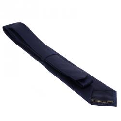 مملوكة مسبقًا ربطة عنق إيرمنجليدو زينيا حرير جاكار أزرق كحلي منقوش