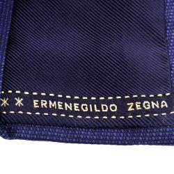 مملوكة مسبقًا ربطة عنق إيرمنجليدو زينيا حرير جاكار أزرق كحلي منقوش