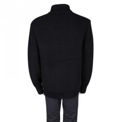 Pre Owned Ermenegildo Zegna Navy Blue Chunky Cashmere Knit Mink Lined Jacket  4XL